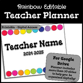 Rainbow Editable Google Slides Teacher Planner 2024-2025