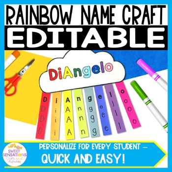 Preview of Rainbow Name Craft Summer Name Craft Bulletin Board Ideas Summer Name Craftivity