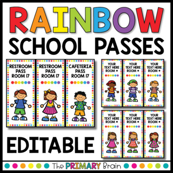 Preview of Rainbow Editable School Passes