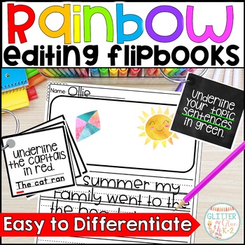 Preview of Rainbow Editing Flipbooks for Primary and Upper Elementary Students - Editable