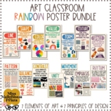 Rainbow Elements of Art Classroom Decor Bundle,Principles 
