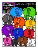 Rainbow Elephants {Creative Clips Digital Clipart}