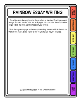 Preview of Rainbow Essay Writing Graphic Organizer and Writing Planning Tool