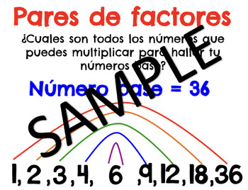 Preview of Rainbow Factors Anchor Chart Spanish