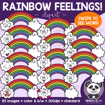 Preview of Rainbow Feelings - Emotions Clip Art by Binky's Clipart | Spring