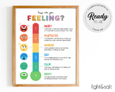 Rainbow Feelings thermometer poster, Feelings poster, self