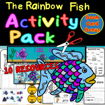 Preview of Rainbow Fish Activity Pack - 10 Resources "I Like to Share!" BOOM CARD BONUS