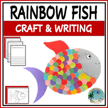 Preview of Rainbow Fish Friendship Craft | Template, Bulletin | Writing | TK- Kindergarten