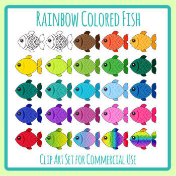 Rainbow Fish / Sea or Ocean or Aquarium Animals CLip Art Set Commercial Use