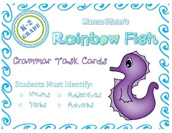 Preview of Rainbow Fish Themed Grammar Task Cards: Parts of Speech