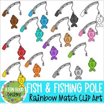 Rainbow Fish and Fishing Pole Clip Art by A Few Good Designs by Shannon Few