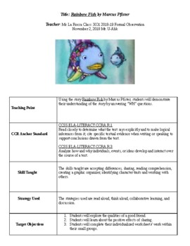Preview of Rainbow Fish by Marcus Pfister for Autistic Pop Lesson Pack