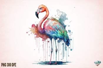 Watercolor flamingo sublimation png t-shirt design By Flamingo