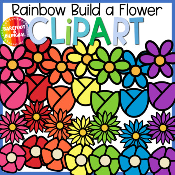 Preview of Rainbow Flower Clipart - Build a Flower Movable