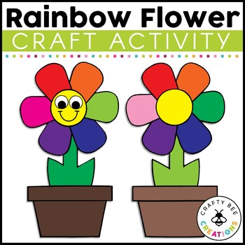 Preview of Rainbow Flower St Patricks Day Craft Kindergarten May Bulletin Board Spring