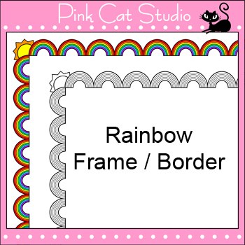 Borders - Rainbow Frame / Border Clip Art - Spring Clipart by Pink Cat  Studio