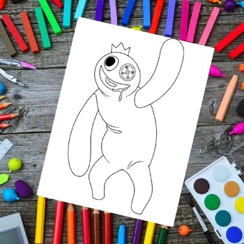 Blue Rainbow Friends Coloring Pages Printable Kids (Instant Download) 