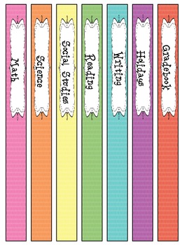 Rainbow Fun Binder covers and spine labels in dots by Ready 4 School