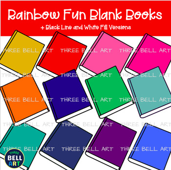 Rainbow Fun Blank Books Clipart {Three Bell Art Clipart} by Three