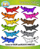 Rainbow Gator Characters Clipart {Zip-A-Dee-Doo-Dah Designs}