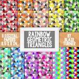Rainbow Geometric Triangles Backgrounds - 11 Digital Paper