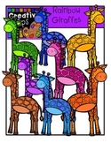 Rainbow Giraffes {Creative Clips Digital Clipart}