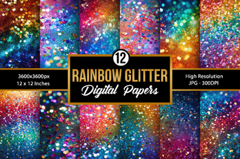 Glitter Digital Paper 100 Rainbow Colors Seamless Metallic Glitter Textures  Gold Glitter Bright Pastel Scrapbook Papers Commercial Use 