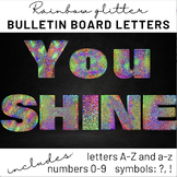 Rainbow Glitter Bulletin Board Letters- Printable A-Z, a-z