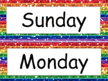 Rainbow Glitter Days Of The Week Printable Header And Labels By Esl Rocks