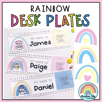 Preview of Goal Setting Desk plates | Desk Name tags | Pastel Rainbow Theme