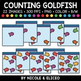 Rainbow Goldfish Counting Clipart + FREE Blacklines - Comm