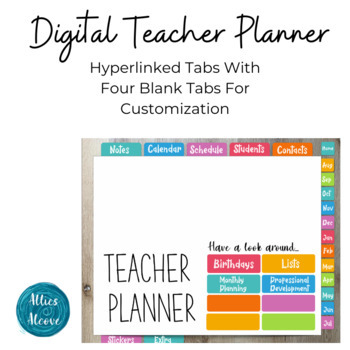 Preview of FREE Good Notes Digital Teacher Planner - Weekdays on the Side With Stickers