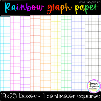Preview of Rainbow Graph Paper Grid - 1 centimeter squares - 19x25 boxes