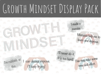 Preview of Rainbow Growth Mindset Display Pack | Boho Classroom