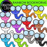 Rainbow Happy Bookworms Clipart {Colorful Worms Clipart}