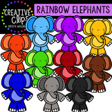 Rainbow Happy Elephants {Creative Clips Digital Clipart}