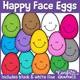 Rainbow Happy Face Eggs Clipart Set 13 Piece Easter Counti