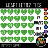 Rainbow Heart Letter Tile Moveable Clipart in Seven Rainbo