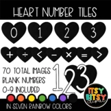 Rainbow Heart Number Tile & Math Symbols Moveable Clipart 