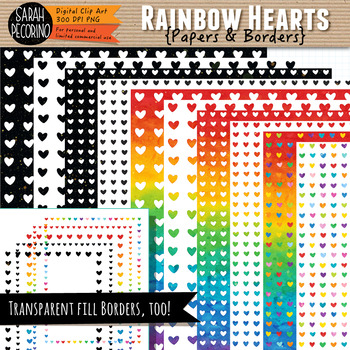 rainbow heart border clip art