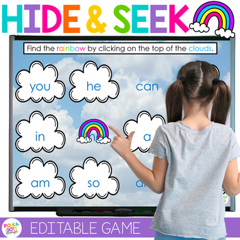 Preview of April Phonics Games | Hide & Seek Editable Sight Word Practice for K & 1st Grade