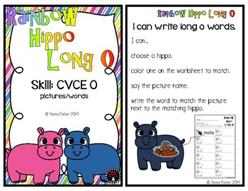 Preview of Rainbow Hippo Long O CVCe Words Fast Finisher Phonics Long Vowel Center