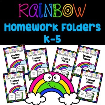 Preview of Rainbow Homework Folders *EDITABLE*