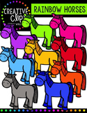 Rainbow Horses {Creative Clips Digital Clipart}