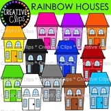 Rainbow Houses Clipart {Color Identification Clipart}