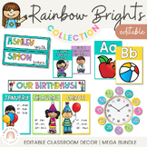 Rainbow Hues Classroom Decor Bundle | Happy Rainbow Colors
