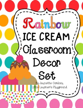 Preview of Rainbow Ice Cream Classroom Decor Set