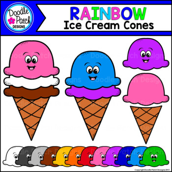 Download Rainbow Ice Cream Cones Clip Art Set - Doodle Patch ...