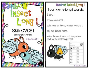 Preview of Rainbow Insect Long I CVCe Words Fast Finisher Phonics Long Vowel Center