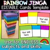 Rainbow Jenga Tumbling Tower EDITABLE Cards Template